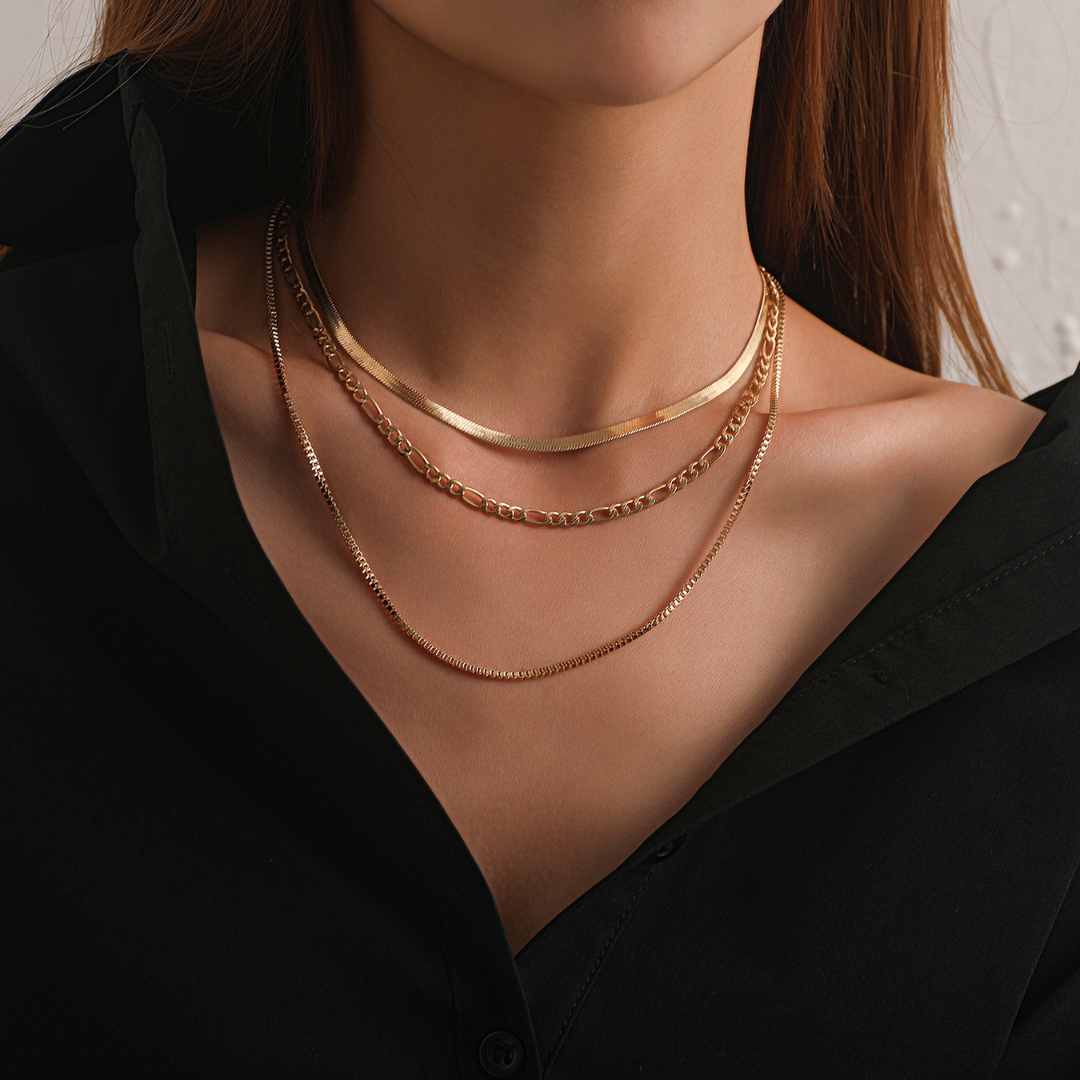 Women’s Layered Necklace – Boho Triple Chain Design
