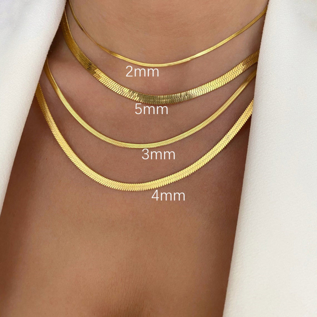 Women’s Snake Chain Necklace – Kendall Herringbone Design