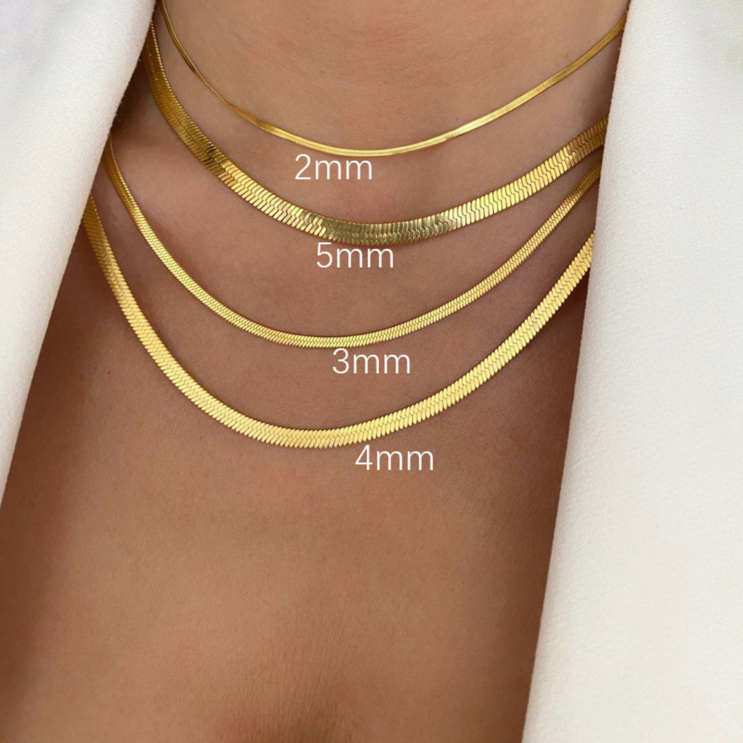 Women’s Snake Chain Necklace – Kendall Herringbone Design