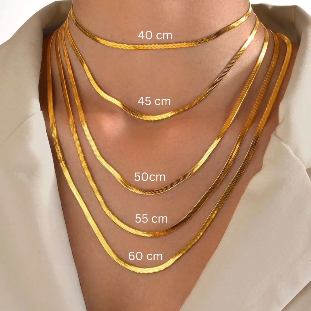 Women’s Snake Chain Necklace – Kendall Herringbone Design