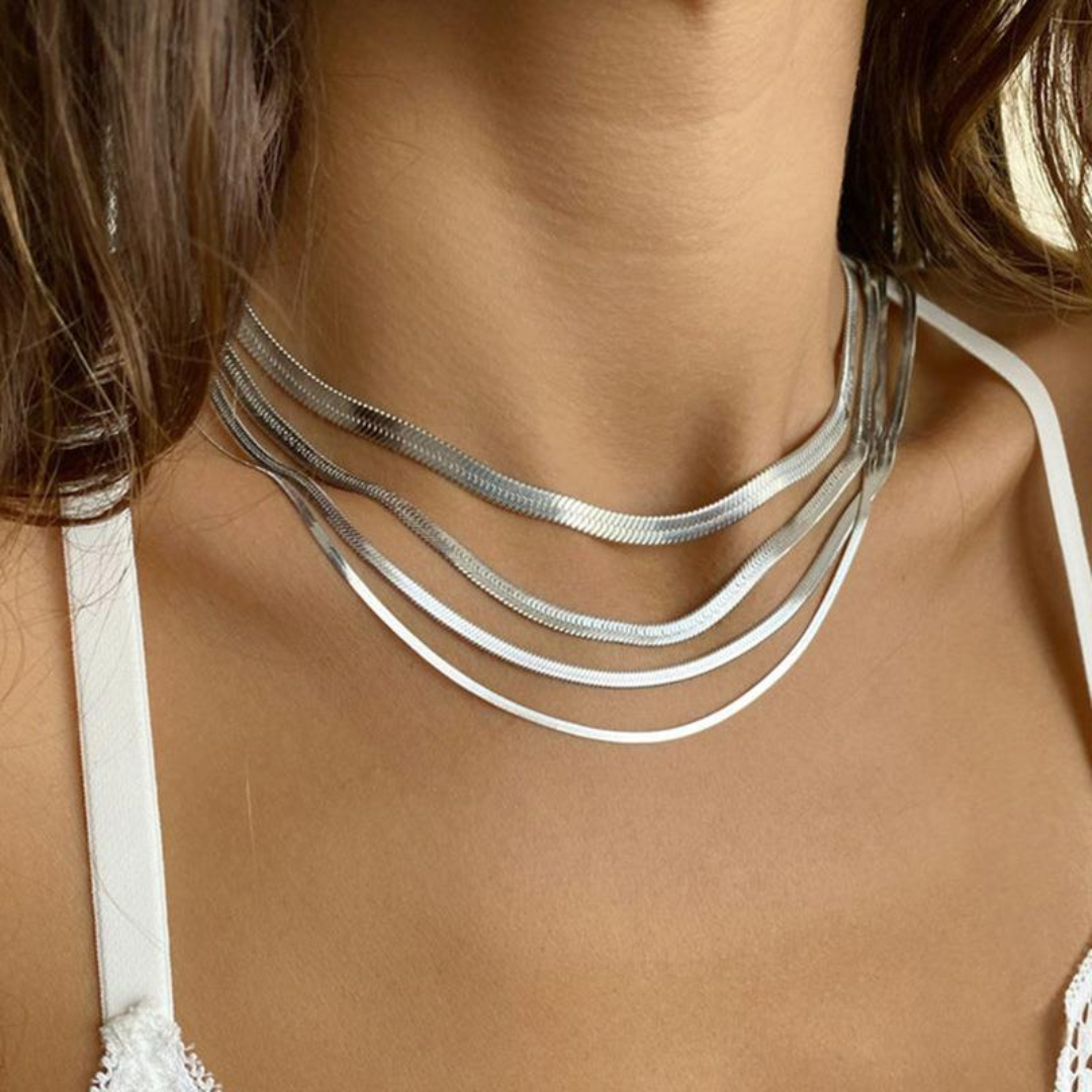 Women’s Snake Chain Necklace – Kendall Herringbone Design