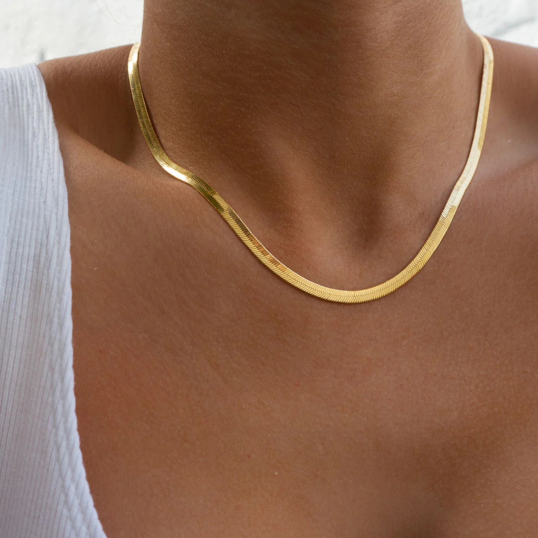 Women’s Snake Chain Necklace – Kendall Herringbone Design